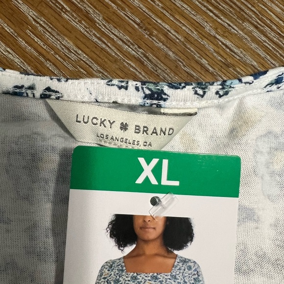 New Lucky Brand XL  Floral long sleeves Blouse - Blue and Yellow - Picture 5 of 7